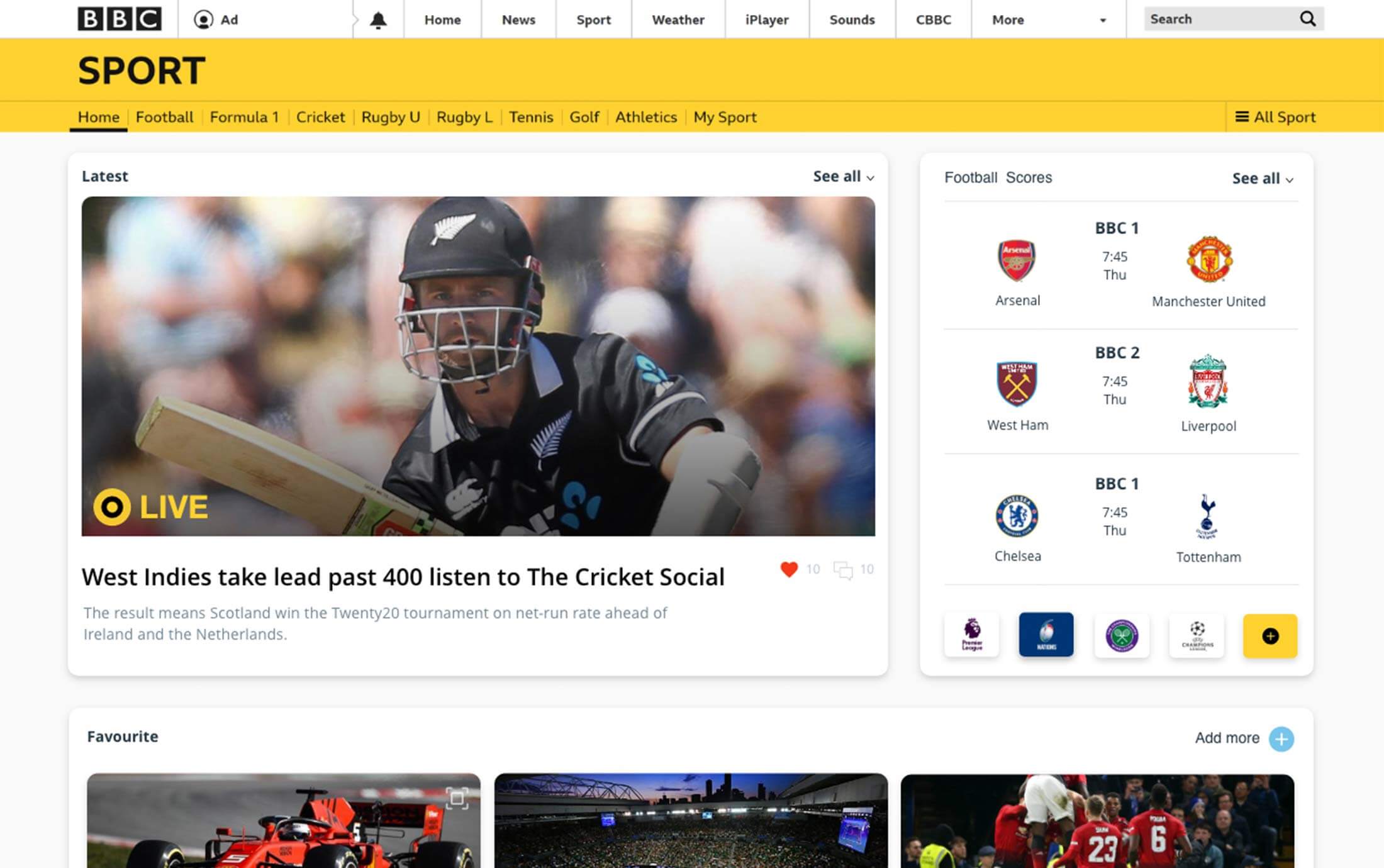 BBC Sport platform concept layout
